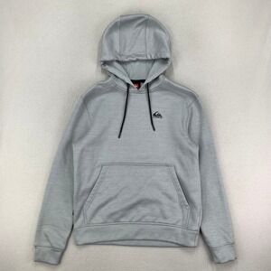 Quiksilver Hoodie Mens Small Grey Performance Knit Pullover Surf Skate Y2K